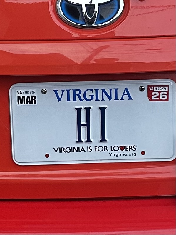 HI Virginia License Plate