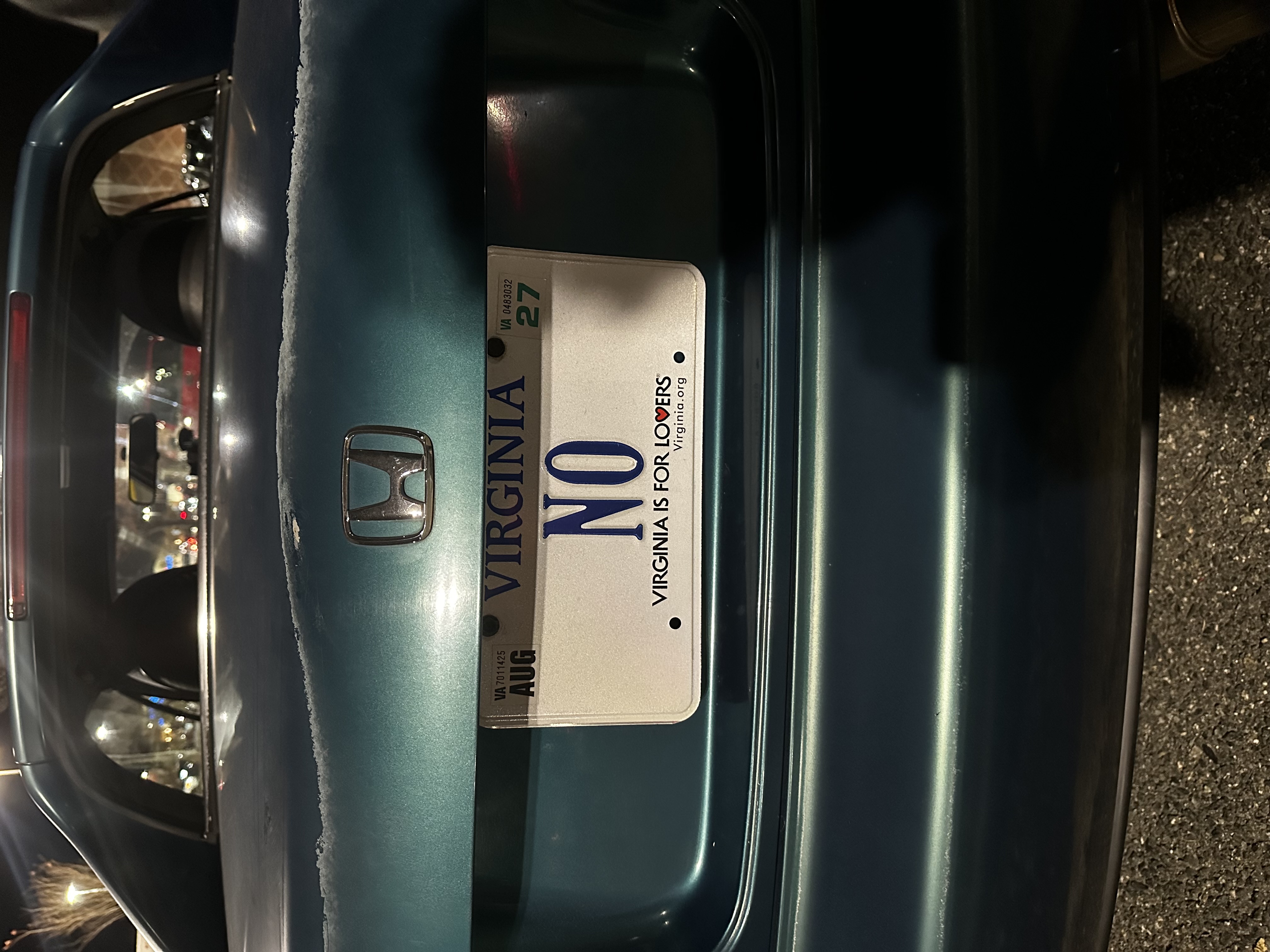NO Virginia License Plate